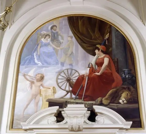 SPPEF's tweet photo. Un hôtel de ville inscrit au titre des monuments historiques :
https://t.co/hFmsneK6jZ
Avec deux toiles également inscrites au titre des monuments historiques à l’intérieur et d’autres décors :
https://t.co/3JTd8eg4R3
« Description historique
Un projet de mairie monumentale élaboré en l'an VIII de la République (1800) n'ayant pas abouti, la municipalité fit élever, en 1811, un simple corps de bâtiment d'un étage, à clocheton central, dont des photographies anciennes nous ont conservé le souvenir. Malgré l'incommodité des locaux au fur et à mesure que s'accroissaient les tâches de la municipalité, il fallut attendre le legs d'Alfred Fournier à la ville, en 1873, pour que celle-ci estime avoir les ressources nécessaires à la construction d'un hôtel de ville moderne. Un concours fut ouvert le 1er novembre 1877 et eut pour lauréat l'architecte parisien Charles-Alfred Leclerc (1843-1915). L'inauguration eut lieu le 14 juillet 1883. L'architecte a conçu un édifice inspiré de l'ancien hôtel de ville de Paris, mêlant les styles de la fin de la Renaissance et de l'époque Louis XIII, selon la solution habituelle depuis les années 1860 pour ce type de programme. Les hautes toitures d'ardoise, en pavillon ou à croupes, individualisent trois corps de bâtiments dominés par un campanile central en structure métallique et zinc ornemental. La façade principale, marquée par l'importance des vides, est animée d'une modénature élaborée (colonnes engagées, moulures, balustrades) et ornée des portraits, en mosaïque vénitienne, de quatre célébrités limousines. Les matériaux associent le granite limousin du soubassement au calcaire poitevin de l'étage et de l'intérieur. Le décor sculpté est dû à Tony Noël (les deux figures du fronton) et au limougeaud Adolphe-Martial Thabard. Pour le décor intérieur on a fait appel aux peintres Henri-Paul Motte (panneaux historiés de l'escalier d'honneur représentant Léonard Limosin dans son atelier et La réunion de la vicomté de Limoges au royaume de France sous Henri IV ) , Abel Trinocq, Jean-Joseph Weerts et Urbain Bourgeois (plafonds des différentes grandes salles). L'extension du bâtiment sur l'arrière date des années 1960. La fontaine du square, financée pour la plus grande partie par l'État, a été construite en 1893. Dessinée par l'architecte Charles Genuys, sur une idée du directeur des écoles nationales des arts décoratifs, Auguste Louvrier de Lajolais, elle a été réalisée en granite, bronze et céramique grand feu, avec la participation des professeurs et des élèves de l'école de Limoges. »