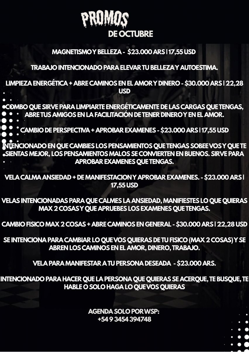 reyligions's tweet photo. hola amores tengo agenda abierta para lecturas y hechizos. Agenda solo por wsp: +54 9 3454 394748

reseñas de mis trabajos: https://t.co/08LT0JZtsg

promos y mi catálogo de hechizos:

https://t.co/6Zl0rNxQH5 https://t.co/d7jR8nKQds