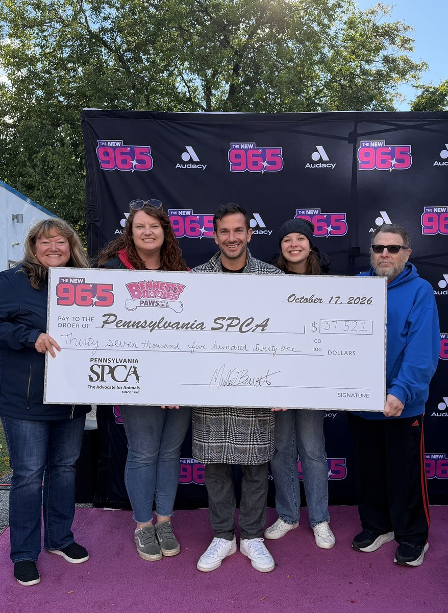 us965philly's tweet photo. THIS is for all the underdogs. Thanks to YOU, we’ve raised $37,521 for the @PSPCA with #BennettsBuddies Paws For A Cause!!! 🥹❤️🐾 https://t.co/6tAVf0kgdF