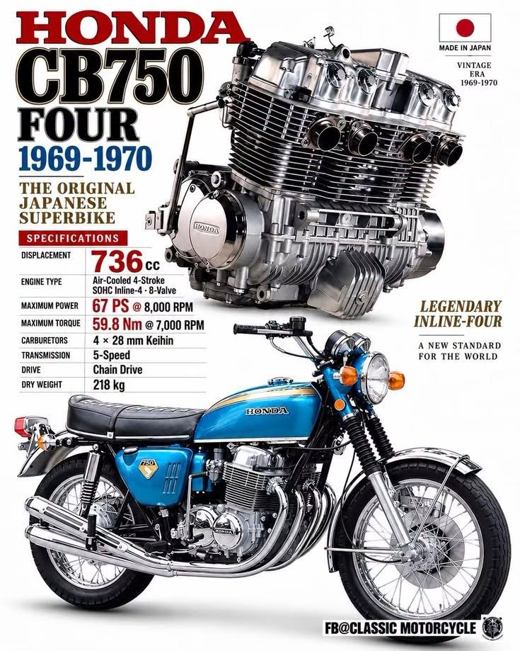 Moto_History's tweet photo. The Honda CB750 changed the sport for ever.  This bike influenced every manufacturer.  #honda  #superbike  #modernclassic  #classicmotorcycles  #originalsuperbike  #motorcyclehistory  #legendarymotorcycles https://t.co/vOig4q7BAv