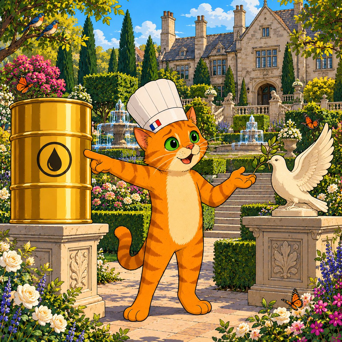 airamcita's tweet photo. 🍳BORIS🇫🇷 — Mon Dieu! Apparently, peace is negotiable, but diesel is essential.
I recommend a new international summit. No oil deals. Just diplomacy, croissants and a very large cheese board. 🥐🕊️

#BorisCat #BorisBites #BeverlyHillsCatSquad #WorldNews #FunnyCats #CatComedy https://t.co/vddSTVZRH4
