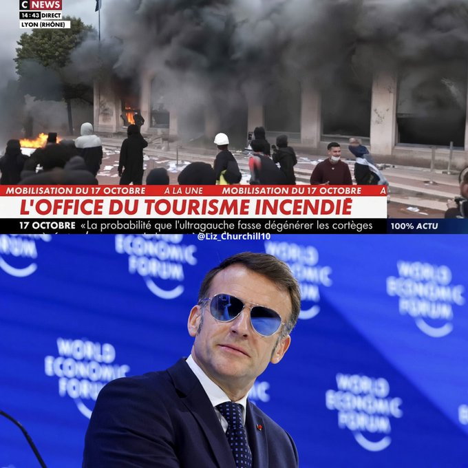 Forhalinton's tweet photo. La France part en ruines, car c’est ce que veut Macron, proche du Forum économique mondial . https://t.co/nOgxdtg0z5