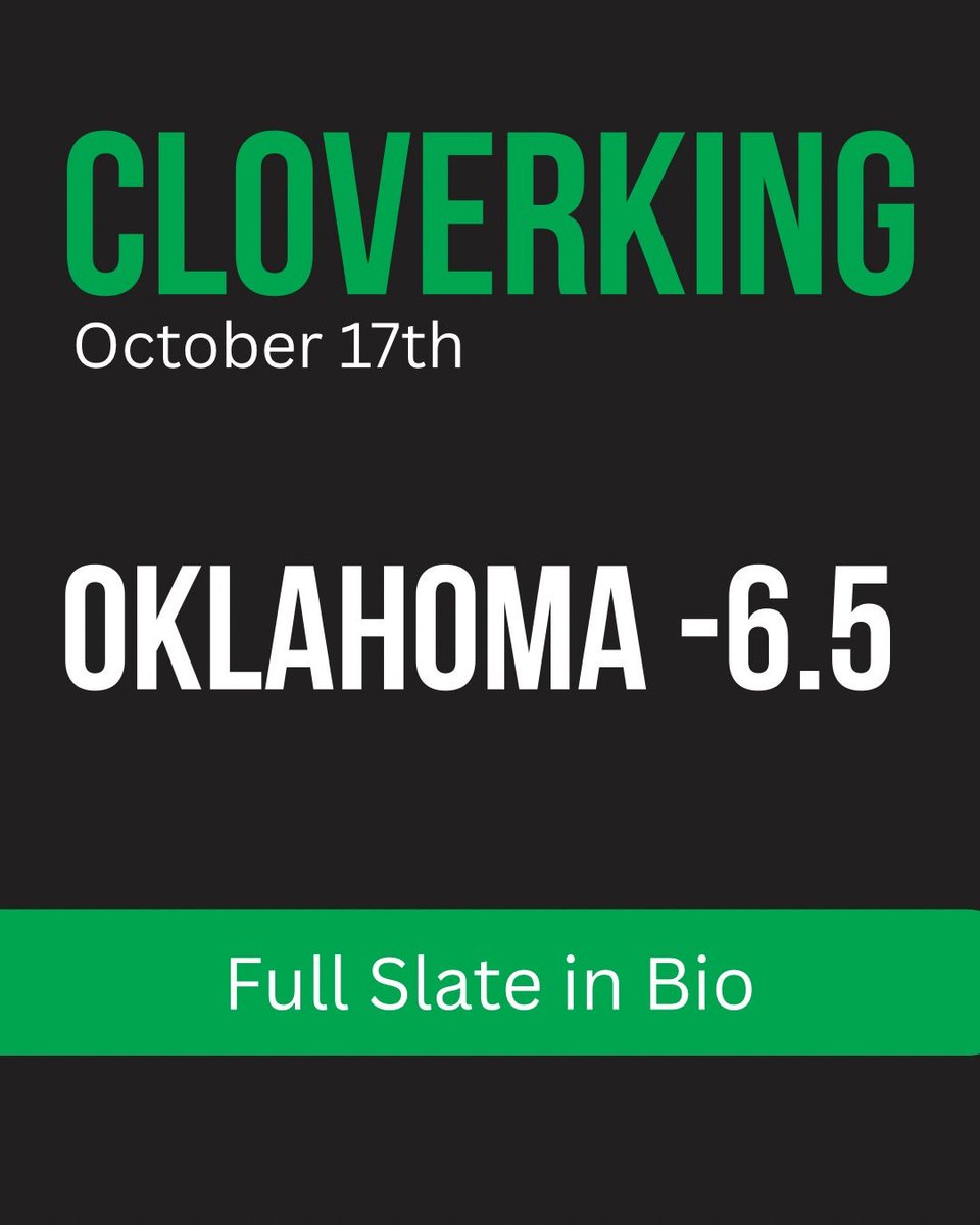 thecloverking_'s tweet photo. 🔒 Today's free pick: OKLAHOMA -6.5

Rays was postponed, still taking them!

1-3 so far on free picks!

Comment PICK and I'll send you today's play + how to read it. https://t.co/ua4a4NNKDr