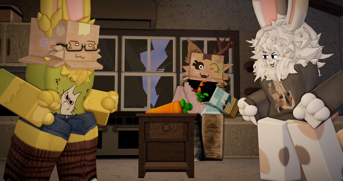 Bloxidal's tweet photo. [ STRAWPAGE REQUEST ]
can you do Rix and Ranch fighting over the last carrot while matchy is in the back watching not knowing whats happening

they both probably have no clue how to fight so it would just end up in a tie somehow or matchy eating it

#robloxGFX #boxhead #strawpage https://t.co/4j78cPPvJM