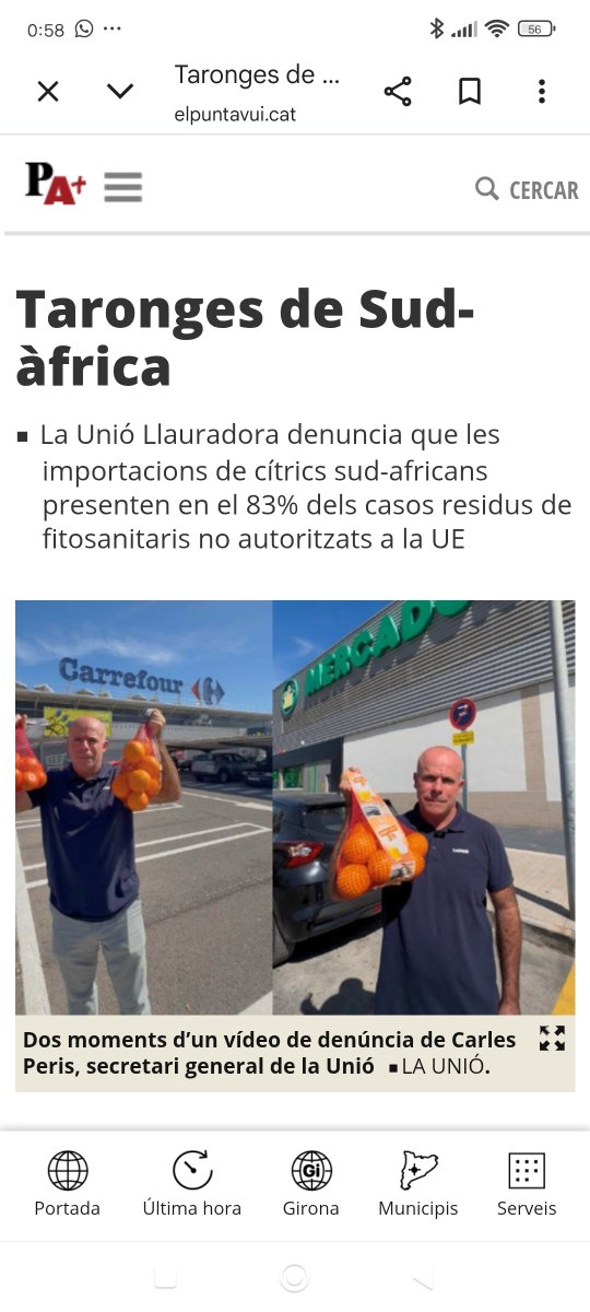 ds3211's tweet photo. Unió Llauradora (País Valencià) ha analitzat taronges de Carrefour, Mercadona i Consum on s'hi han detectat residus de fitosanitaris prohibits a Europa.
Una competencia deslleial cap a la pagesia avalada per la UE. Injust!
S'incompleixen lleis EU.
Perjudicial per a la salud. https://t.co/lfqCsVGUuG