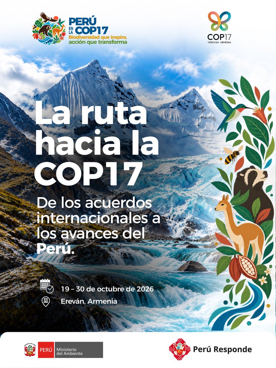 MinamPeru's tweet photo. 🗓️🇵🇪Del 19 al 30 de octubre, el Perú participará en la #COP17 sobre Diversidad Biológica, en Ereván, Armenia🇦🇲, para compartir sus avances y compromisos con la conservación. https://t.co/sITxZz81J7