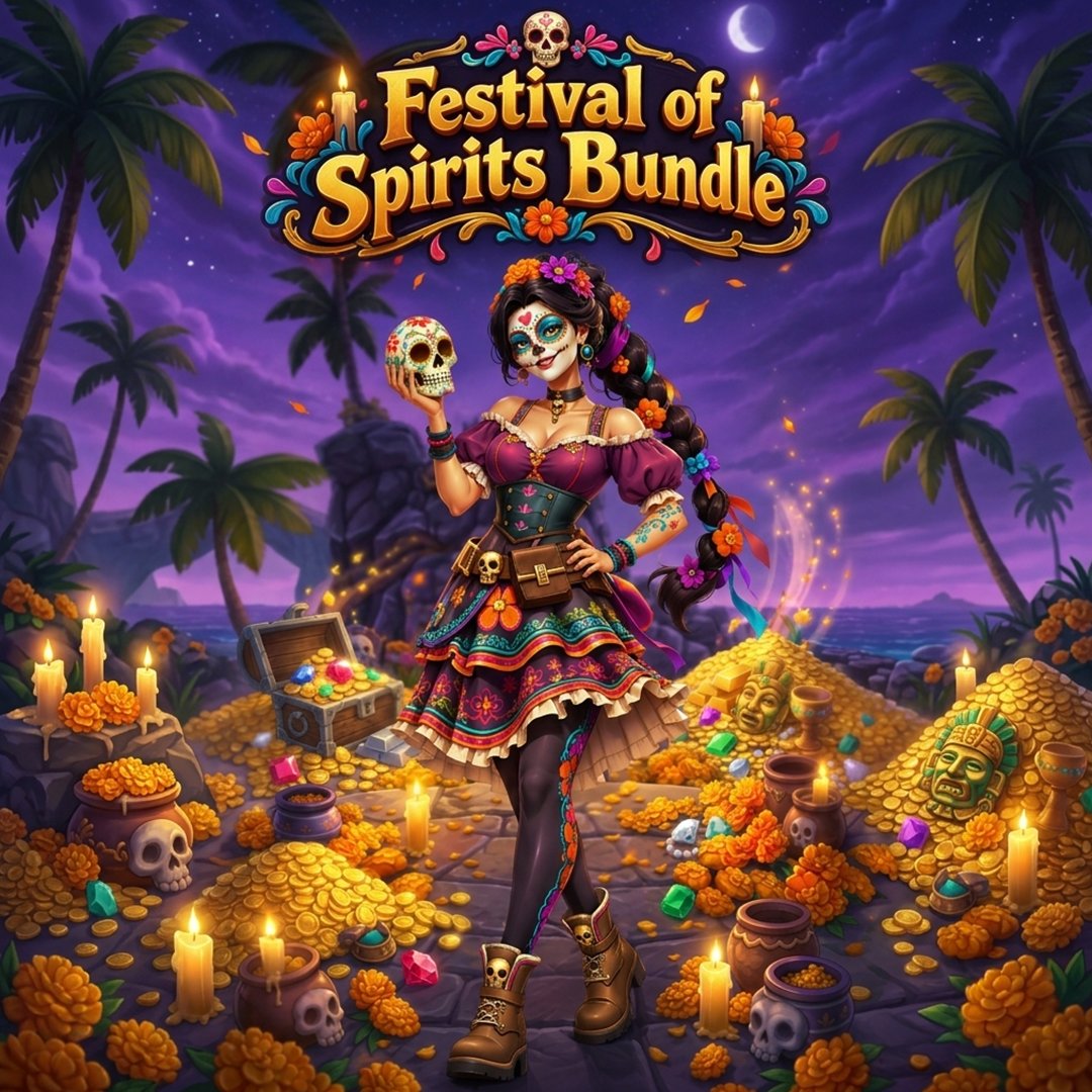 TempleRun's tweet photo. Bring the spirit of the celebration to every run.🌼 
Unlock Rosa "Rápida" Reyes and stock up with Gems + Coins in the limited-time Festival of Spirits Bundle. 💀✨
Find it in the in-game Store!

🕹️ Play now: https://t.co/J0VThXbMw9

#TempleRun2  #FestivalOfSpirits https://t.co/eGdvCNAbZh