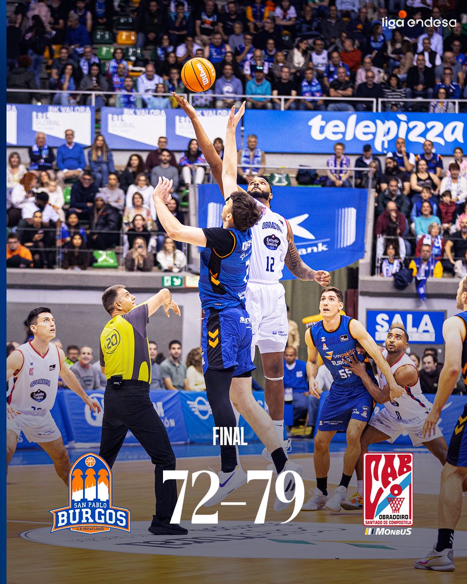 OBRADOIROCAB's tweet photo. Vitoriaaa! 💪

🔵 @SanPabloBurgos 72
⚪ Monbus Obradoiro 79

📊 https://t.co/tWDG3RS6XE https://t.co/EX2FFBTkBQ