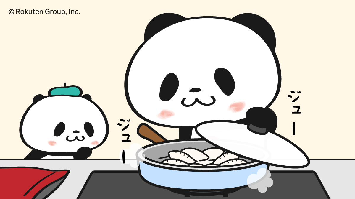 Rakuten_Panda's tweet photo. 今日のお昼は冷凍餃子だよー。
#冷凍食品の日 #お買いものパンダ https://t.co/3qWgKFugIP
