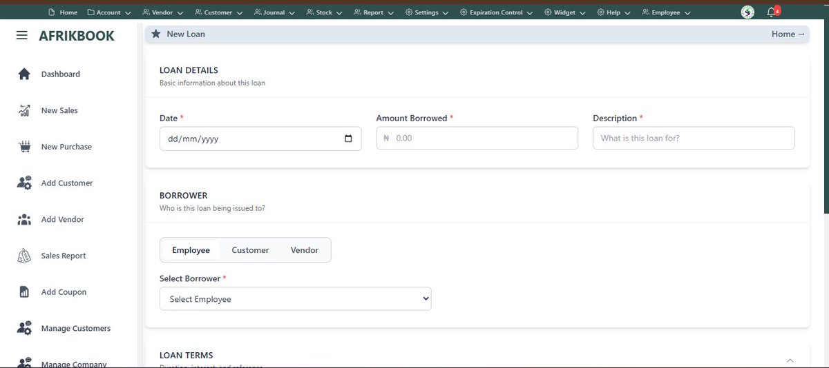 Future_GAU's tweet photo. The loan is created and linked to an aged receivable with the reference Id, interest and and extended interest for defaults can be added https://t.co/Df2WjFntcz