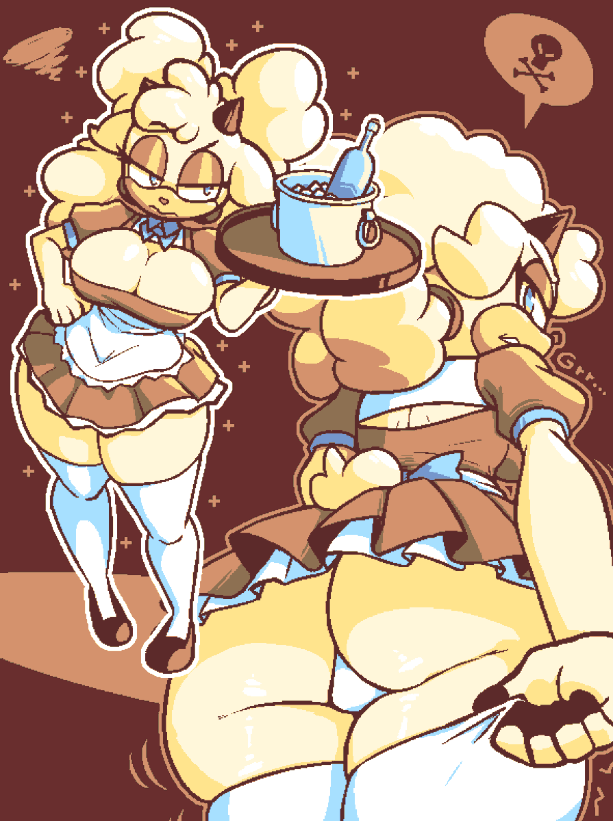 HyperBitHero's tweet photo. Just got this fantastic commission of Lanolin the Sheep working as a waitress from @QuariumArts. I really like how her expressions and the shading turned out! https://t.co/TxK3xk7Ydv