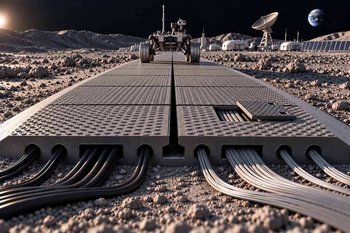 RoadsontheMoon's tweet photo. We will build the first ROAD on the MOON in 2028. We will run POWER and COMMS inside the roads.

This is the way. Follow my journey. https://t.co/U5McQH50Gx