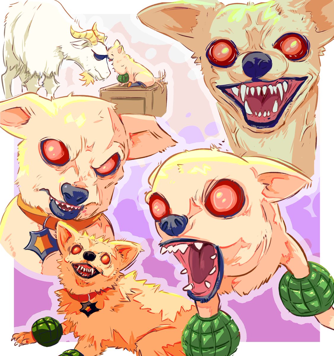OrangeLemonArt's tweet photo. My sinuses are clogged as hell so I just traced a bunch of horrifying chihuahuas to relax https://t.co/48jAsgXyoe