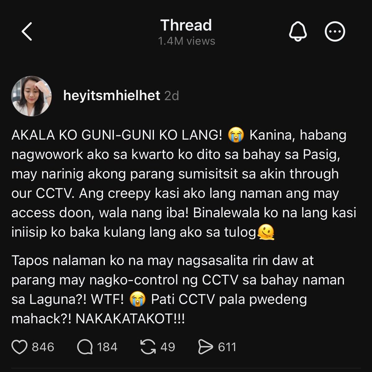 22_mariajohn's tweet photo. CCTV, naha-hack??!

Sa mga may CCTV sa loob ng bahay, especially sa loob ng kwarto, please make sure they are secured! Hindi basta-basta maa-access or maha-hack ng ibang tao.

Better safe than sorry! https://t.co/NAW3nDA1Wq