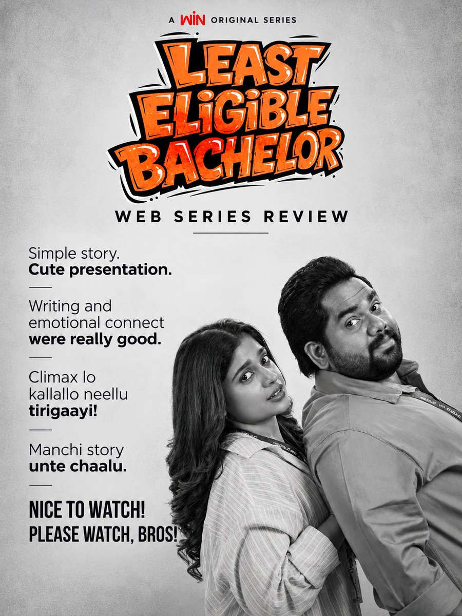 satish_svv's tweet photo. The writing, comedy timing &amp; episode-ending hooks worked really well. And that climax… ❤️‍🔥

Manchi story ni effective ga cheppagaligithe grand visuals avasaram ledu!

Have you watched it yet? 👀
#LeastEligibleBachelor #WebSeriesReview #TeluguOTT #SVVCUTS https://t.co/A2P738TFAy