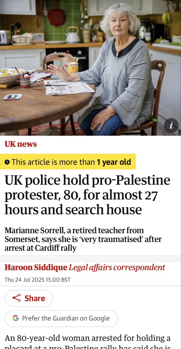 per_incuriam2's tweet photo. What? So if you express support for Palestine Action and are the wife of Andy Burnham’s national security adviser Jonathan Powell, you get a free pass from the police? But if you’re a retired teacher, you get 27 hours in custody and your home turned over by the police? https://t.co/pwVQFWLlRr