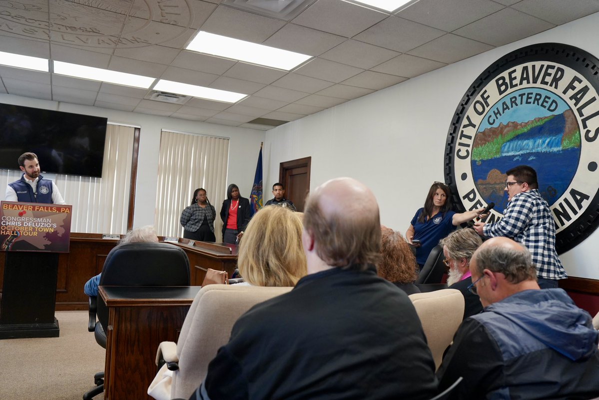 RepDeluzio's tweet photo. 📍Great afternoon with folks in Beaver Falls discussing AI safety, veterans’ care, and the Iran War. 

Three stops, hundreds of folks across Western PA. This October Town Hall Tour was all about hearing directly from the people who send me to Congress to represent all of us. https://t.co/2qI5i6ewQD