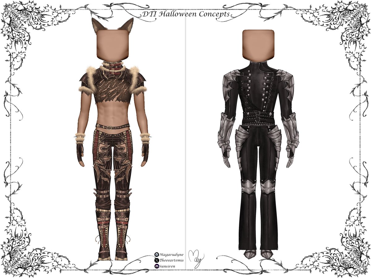 TheeeArtemis's tweet photo. Here are the masc concepts I created for the Dress to Impress Halloween update, had so much fun with these! Stay tuned for more! 🤭

HAPPY UPDATE DAY!!!
🎃🎃🎃 https://t.co/XFDxLfk1ag