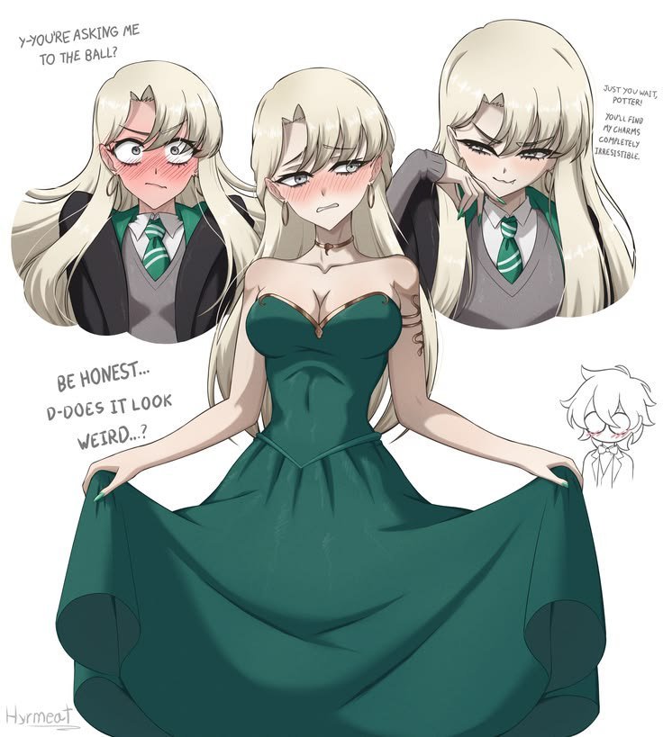MalfoidLove's tweet photo. P-Pottah.. Be honest.. D-does it look weird? If you’re not honest.. I swear my father will hear about it..! 💚

#malfoid #malfoy

Art: @Royalgmking https://t.co/fXE7bLRhzY