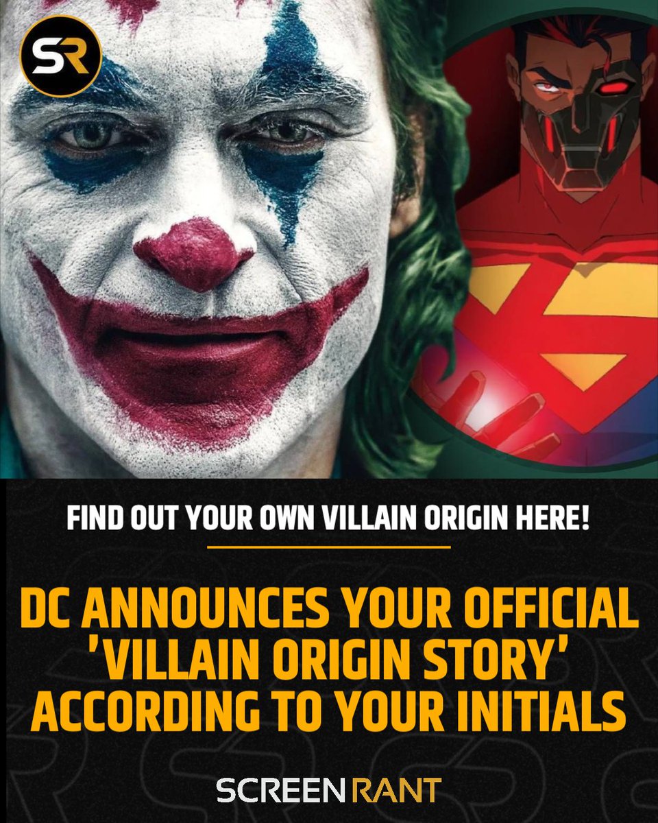 screenrant's tweet photo. In a new online quiz, #DC has given fans their official 'villain origin.' 😈

From Mr. Freeze's tragic quest to heal his wife to Black Manta's mission to avenge his father to Reverse-Flash's unhinged obsession with Barry Allen, DC's villains have some of the most iconic origin stories in fiction - now, so do you. 🫵

Find Out More: https://t.co/a24UMHRqKh
