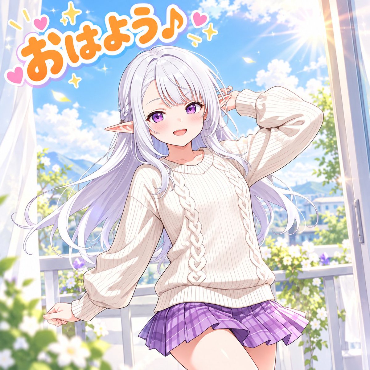 ShirasameArca's tweet photo. おはようございます♪
日曜日！爽やかな朝ですねー！！☀️

今日はミニスカートの日なんだってー？
それならということで冬っぽいセーターに着替えつつ、せっかくなのでミニスカートるみなです💖

ドヤ！✨

寒くなってきましたねー💦
もう、暖房つけちゃいました！

風邪には十分注意しつつ、
今日も元気に素敵な１日にしましょうね♪

#AIart #AIイラスト好きさんとつながりたい