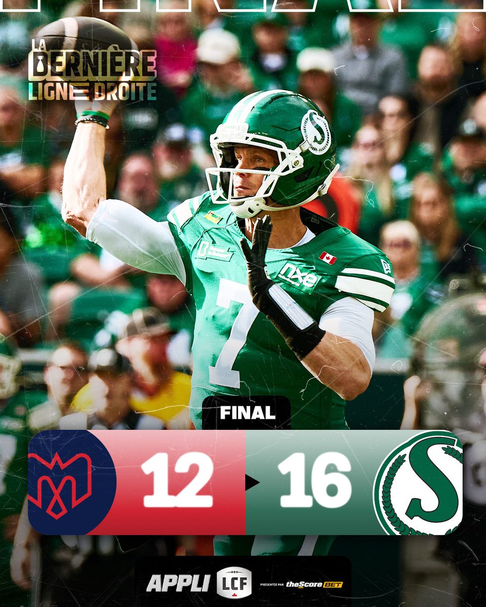 LCFca's tweet photo. Une victoire in extremis des @sskroughriders devant leurs partisans!

#LCF #CFL #CFLGameDay https://t.co/TxmSfhqbXY