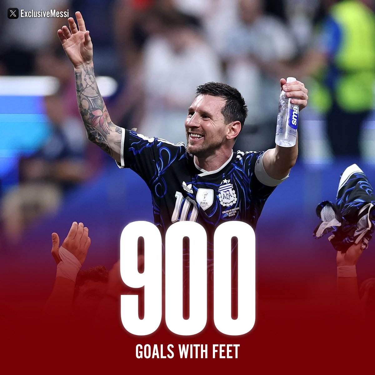 ExclusiveMessi's tweet photo. 🚨 NEW WORLD RECORD:

LIONEL MESSI HAS NOW SCORED HIS 900TH GOAL WITH HIS FEET!!!

NO OTHER PLAYER HAS MORE THAN 820!! 🤯🤯🤯 https://t.co/2bEoaTelbl