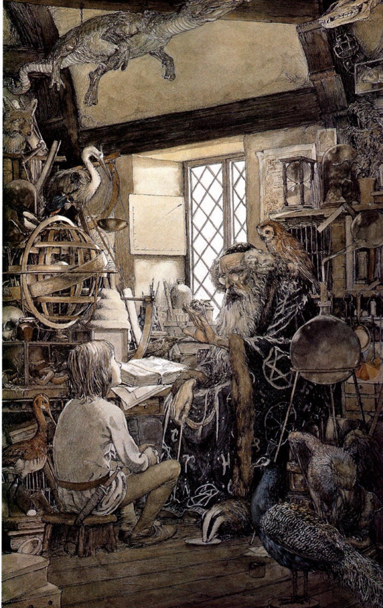 pencilvan's tweet photo. @trad_poet For contrast, something along the lines of art by Alan Lee or Brian Froud would be much more appropriate for this material. It could be done in a more colorful register and be much more engaging for young readers. Just my opinion https://t.co/EFEf2Of1Mp