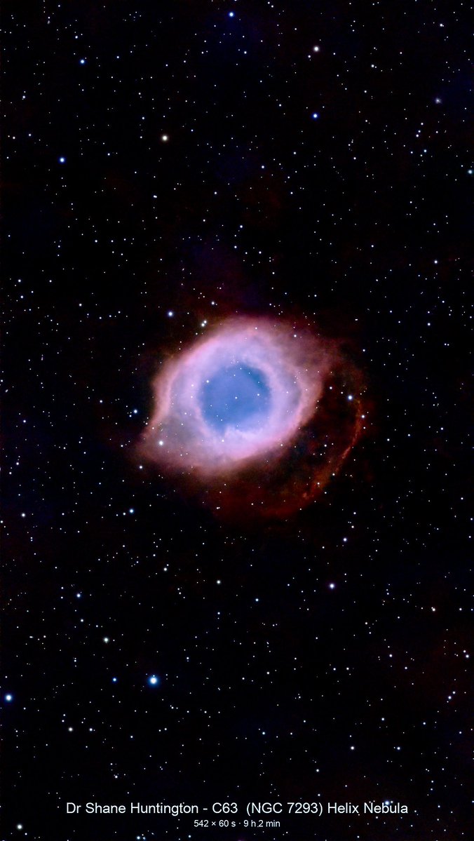 DrShaneRRR's tweet photo. The Helix Nebula

About 9 hours of 60s frames, stacked in Seestar app, processed in AstroWizard. Scope = S50 Pro. Melbourne, Australia. https://t.co/NFQ5r32C3r