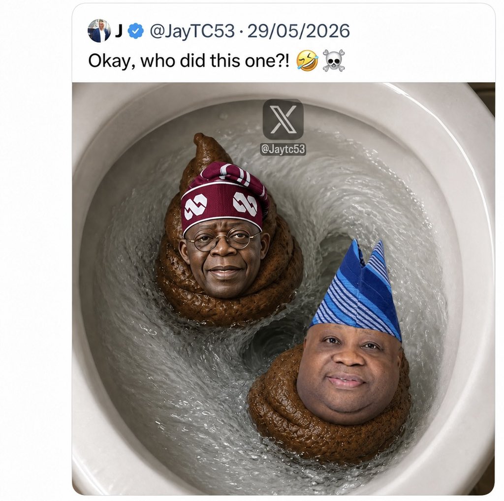 kyle_idemudia01's tweet photo. @ArewaAdebukolaa Two turds swirling down the toilet bowl of their own bullshit https://t.co/oZZ1ZBYxEN