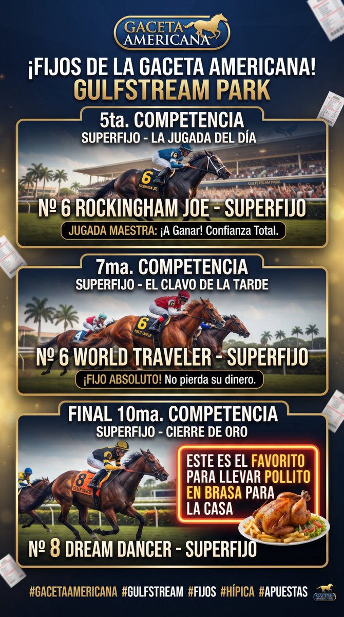 audiohipismo's tweet photo. Si ud se suscribio con el plan de oferta de sabado y domingo de La Gaceta Americana , ud ganó en GP donde 2 de los 3 fijos triunfaron y llevamos pollito en brasa para la casa . Vean nuestros aciertos ..https://t.co/fN8mGZtpkR https://t.co/LFo9u6kzmo
