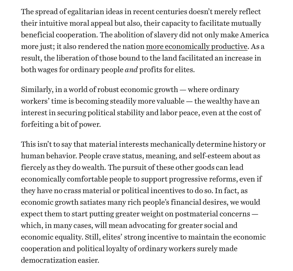EricLevitz's tweet photo. I wrote about this concern last year. One answer is that many elites today advocate for progressive redistribution, out of a desire for meaning and/or social esteem. 

But yeah, I share Cassie's unease

(paywall free link: https://t.co/prQUTWrHfS) https://t.co/kHBg36cpEx