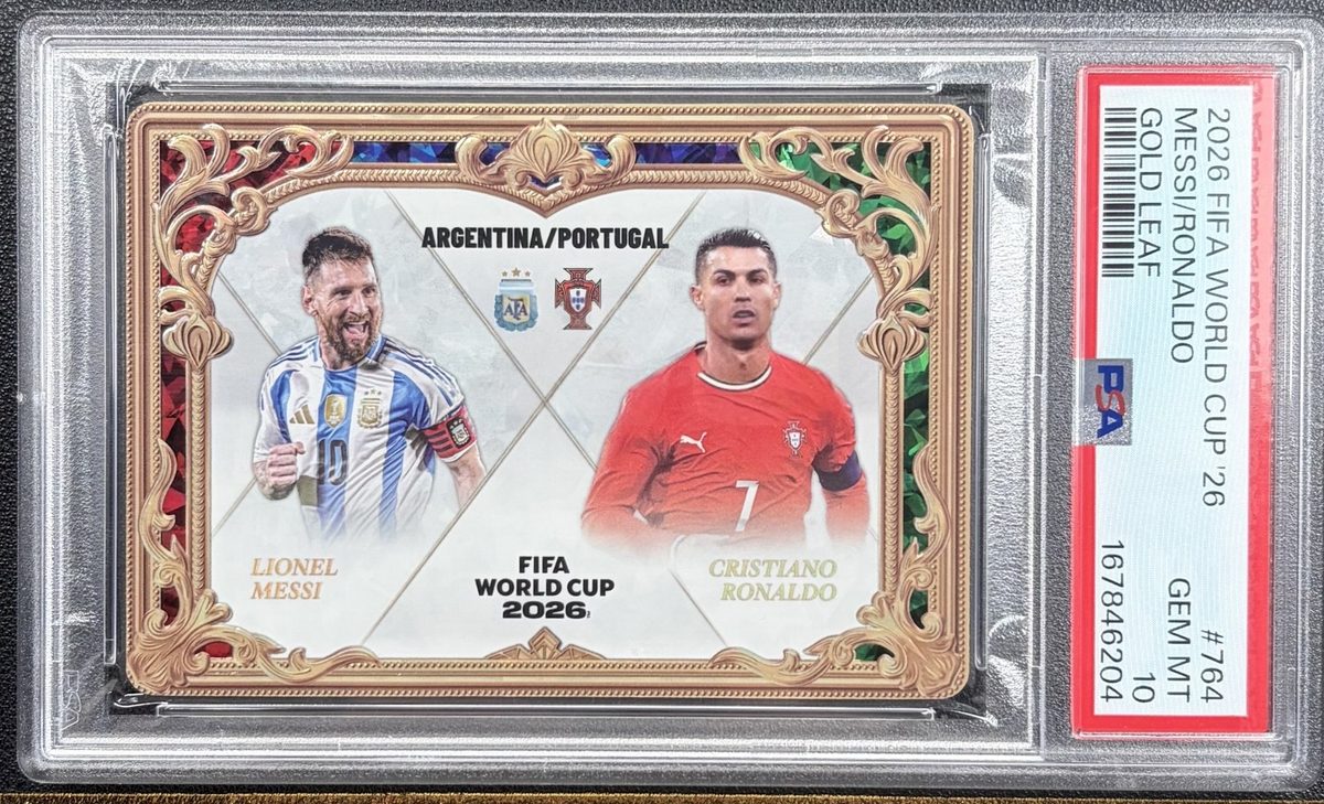 FCCardSpotter's tweet photo. 2026 Panini World Cup Kayou Lionel Messi/Cristiano Ronaldo Gold LEAF /59 PSA 10
Ending October 18th 9:21 PM EST
Bid/Buy via the link in our bio ⤵️
#soccercards #ebaypartner https://t.co/pIAd07j5XO
