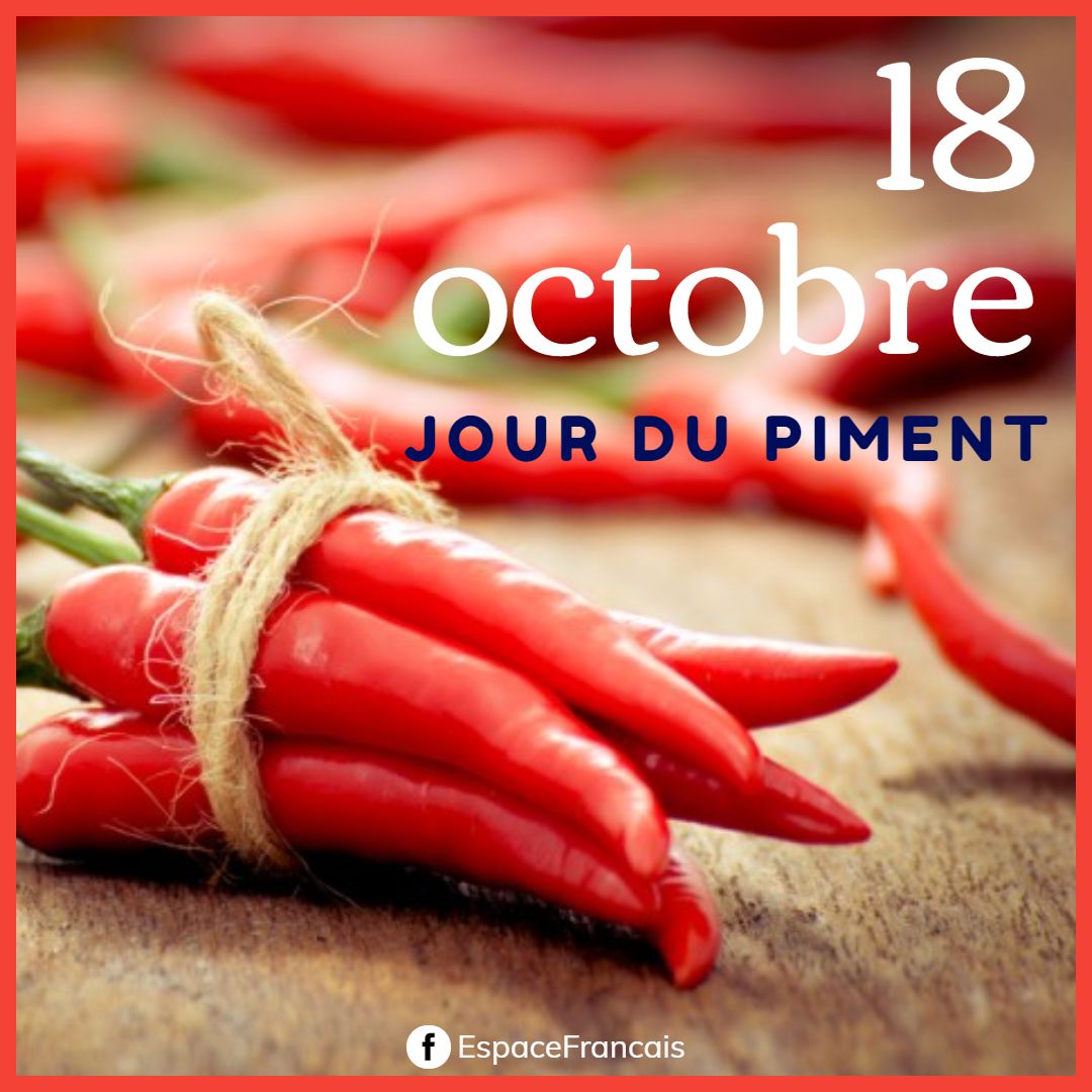 EspaceFrancais's tweet photo. 🌞 Bonjour ! Aujourd'hui, nous sommes le dimanche #18octobre 2026.
🌿 C'est le jour du piment.
🎂 Nous fêtons les Luc, les Edwige, les Aimable, les Gwendoline et les Gwenn, ainsi que leurs dérivés...
Bonne journée ! 😉
#éphéméride #Octobre #piment #dimanche https://t.co/hgTcZzEDcJ