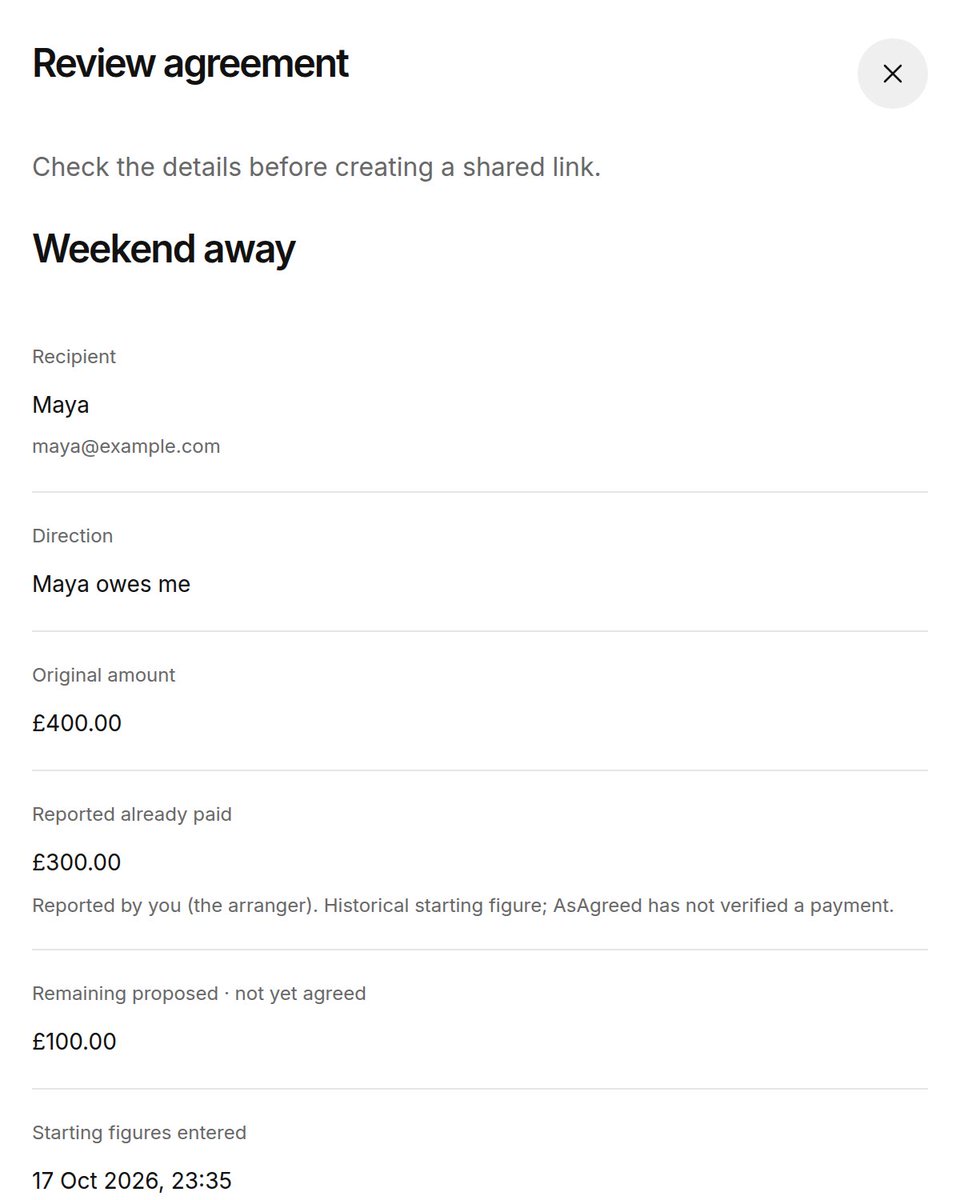 leonTheEighth's tweet photo. FYI: You can now add agreements with partial payments on the platform! ✅

If you're already managing an ongoing agreement outside of https://t.co/lL2gQqVbVt, bring it over today. The form automatically calculates the remaining balance from your starting figures.

Stop manually chasing people. Offload that mental weight and let the system handle the reminding and chasing for you. Start here: https://t.co/1c5AyCiRQ6

Launch discount is still live!!

#buildinpublic #indiehackers