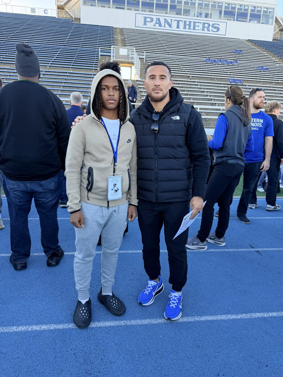 D1Kodi15's tweet photo. Had a great time at Eastern Illinois University @EIU_FB 
Thank you @silvaj20 @EIU_FBRECRUIT @CoachWick_ for having me. I really enjoyed watching the team play. https://t.co/Xh3OpQ6zko