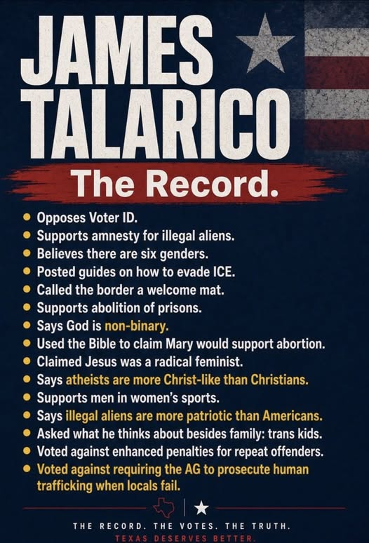 Veterans68Rock's tweet photo. @texasdemocrats @jamestalarico You may not want to vote for Ken Paxton but you should never vote for James Talarico.  Texas will never be a socialist state. https://t.co/KQREE1H95S