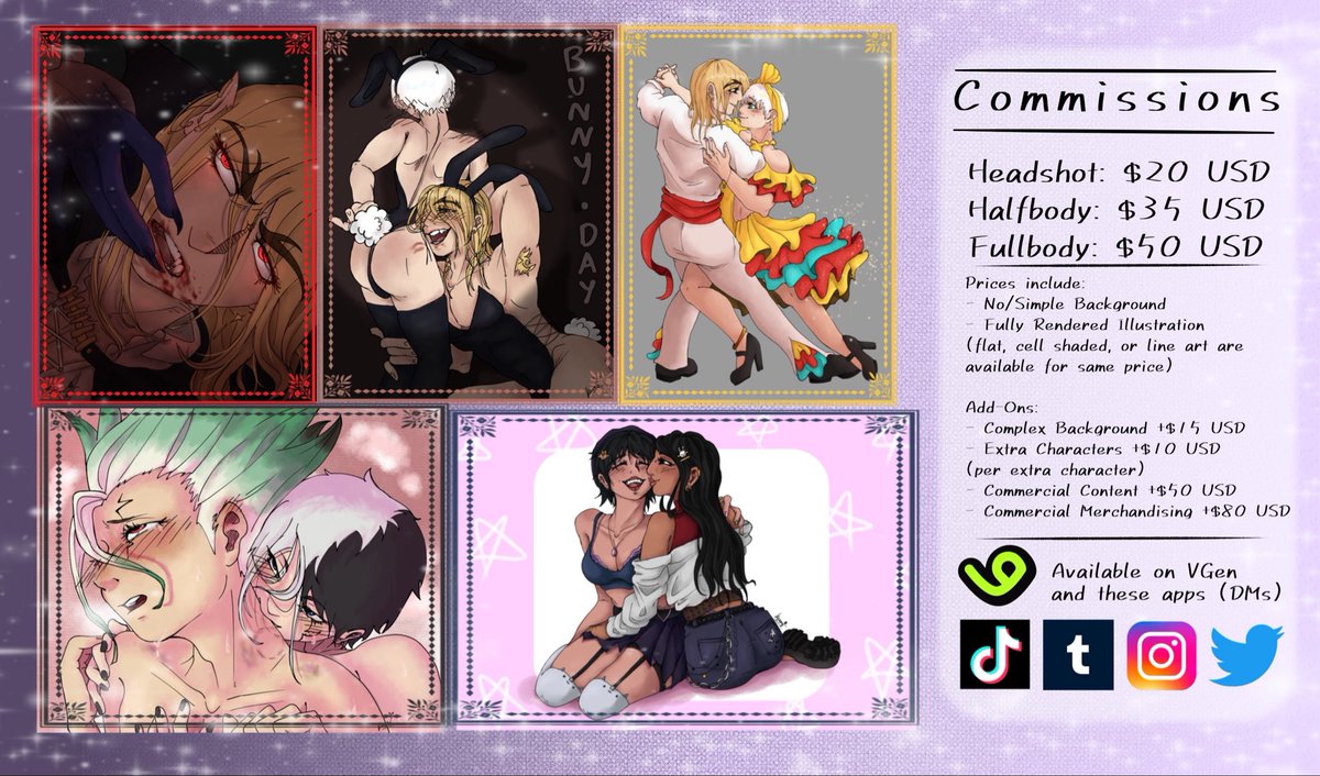 kamiartcloud's tweet photo. ˚✧₊⁎ Commissions ⁎⁺˳✧༚

More information in VGen or DMs
#VGenComms #vgenartist #commissionsopen #nsfwartist #commsopen https://t.co/H6JsiA4hnw