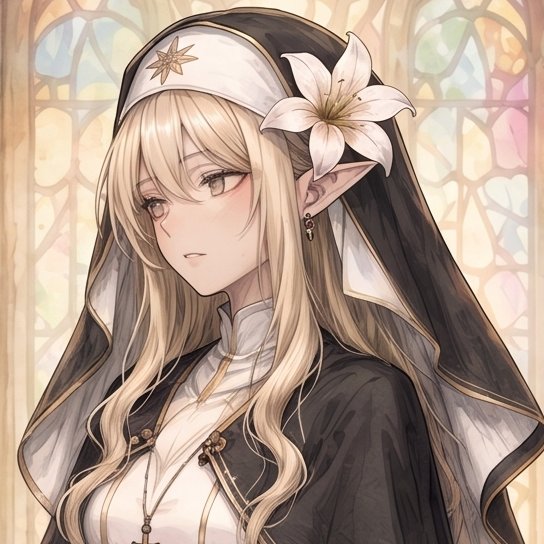 aisha_metal's tweet photo. ルナリスというキャラクターは、個人的にもかなり気に入っていたりします。

一見ヒーラーっぽいですが、実は魔術が使えず、信仰心もまったくありません。そもそも修道衣自体が偽装です（笑）

幻覚毒に神経毒、発火剤を詰めた投擲瓶。武器は小型のクロスボウ。
彼女は錬金術を駆使して、魔術に似た現象を人工的に再現します。薬品の匂いが立ち込める薄暗い地下室を好む、そんな人です。

『ルナフォリア・カルテ』では主人公を務めています。
デカダンスやゴシックの雰囲気を意識して書いている作品なので、よかったら覗いてみてくださいね(*´ω｀)