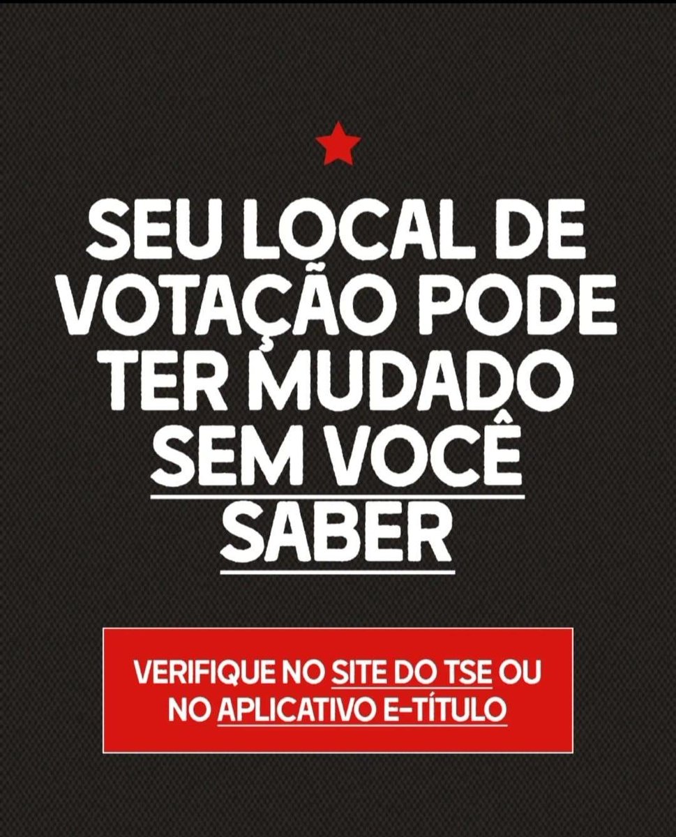 StrayKidsBrasil's tweet photo. 🚨 Confira o seu local de votação!!!

O TSE alterou 4.352 locais de votação pro segundo turno, e um deles pode ser o seu!

📢 Verifique no site do TSE ou no app e-Título

Compartilhe a informação, alerte os seus contatos e ajude quem tiver dificuldade de verificar! 💪

#LulaJaSomos5Milhoes #LulaSeuExercitoTeEspera #Somos5MilhoesDeSoldadosDoLula #FandomsComLula