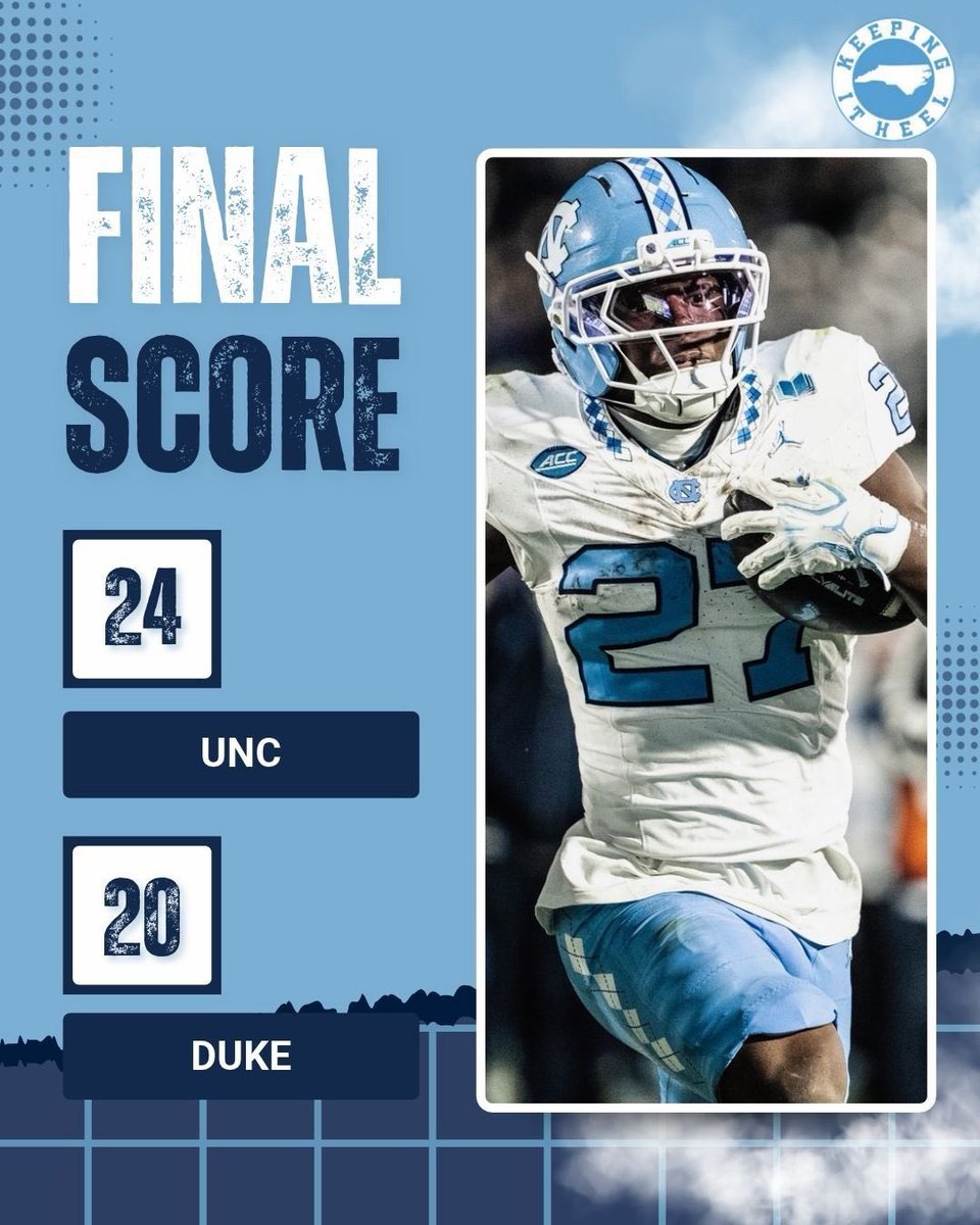 HEELZBeavans's tweet photo. CAROLINA VICTORY! #VICTORYBELL WIN ! @UNCFootball wins 24-20! #CarolinaFamily #GTHD #DookSucks #GDTBATH #GoHeelsππ€π©΅ππ£ππΊπΈ https://t.co/9EU6I4ph7Z