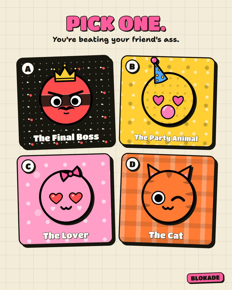 blokade_io's tweet photo. Pick your fighter. Your friend gets whatever’s left. https://t.co/wJcQLH5Egn