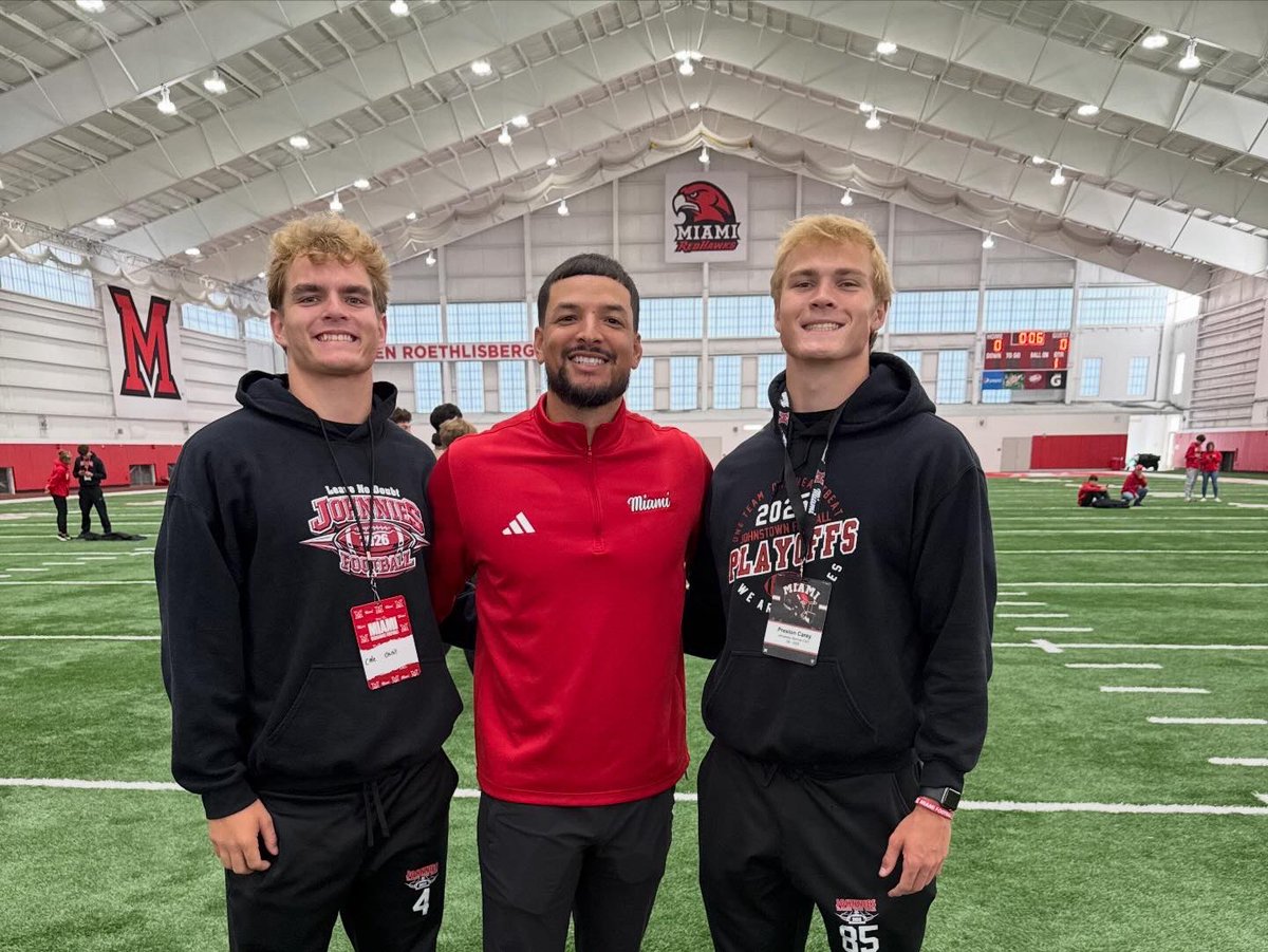 PCarey2028's tweet photo. Thank you @MiamiOHFootball for having my brother and I back in Oxford for a game day visit! @Martin_Miami_HC @DBCoachWhite @drew15martin @A_Ragland14 @CoachZaneRies @CoachPlum_ @CoadyKeller1 @LeoOtt123 @imeccamp @Newark_Sports https://t.co/pQ9ZcMIh5Y