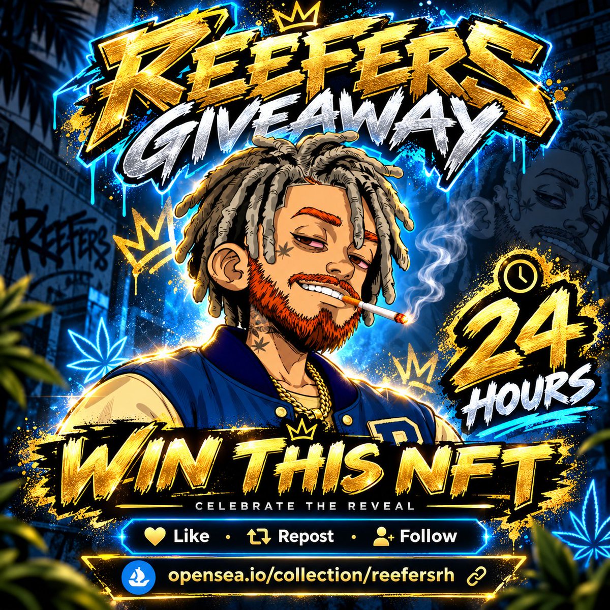 martyboy392's tweet photo. 🎉 REEFERS REVEAL GIVEAWAY! 🌿👑

The reveal is here, and I’m celebrating by giving away this Reefers NFT to one lucky person. 👀🔥

You’ve got 24 HOURS to enter.

To enter: • Follow @ReefersRH, and @martyboy392 (Myself)
• Like this post
• Repost it
• Tag 2 friends who need to tap into Reefers

That’s it.

One winner takes home the NFT pictured above. 🌿

24 hours. One Reefer. One winner.

Good luck 👑🔥