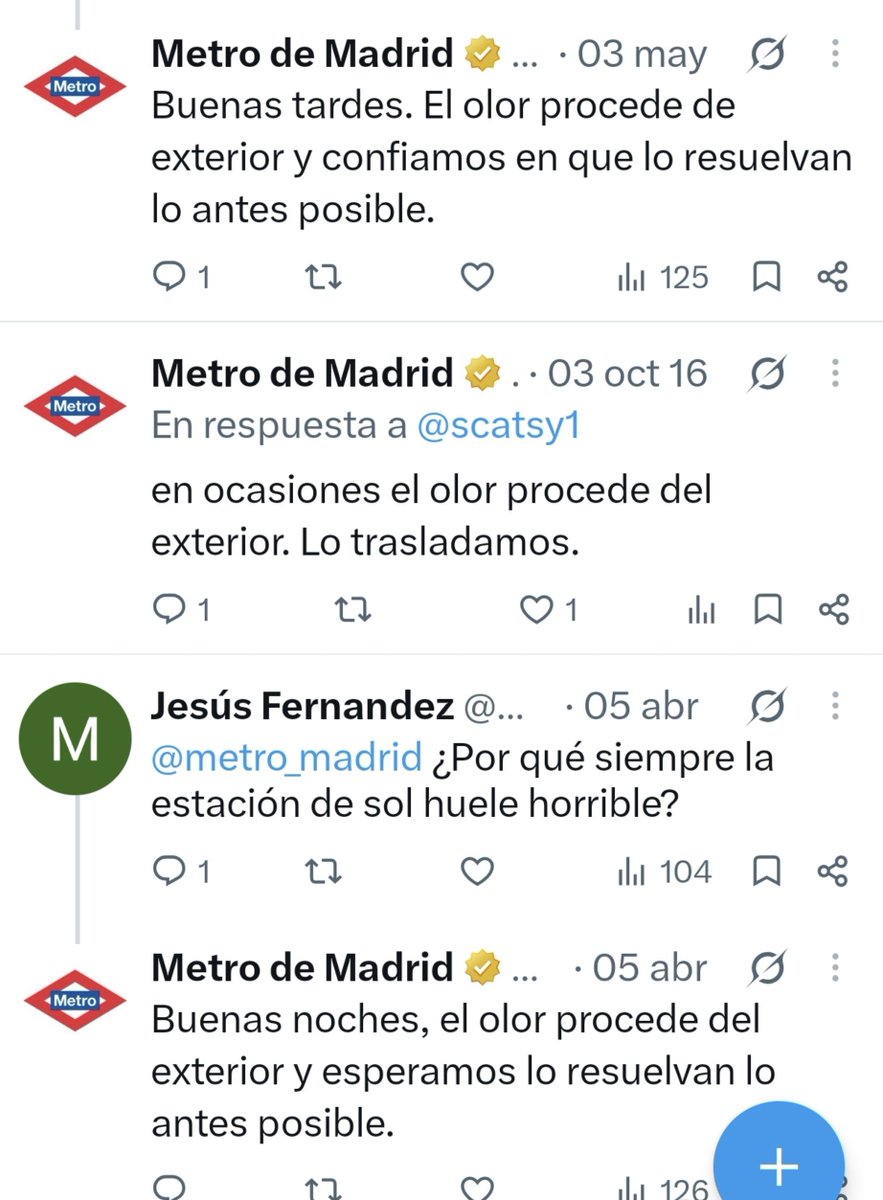 comboydapejeta's tweet photo. Fíjate si los acampados de Sol están provocando malos olores en el Metro de Madrid, que ya desde 2016 el olor proviene del exterior.
Es lo que se llaman olores con carácter retroactivo. https://t.co/CvQPgu3294