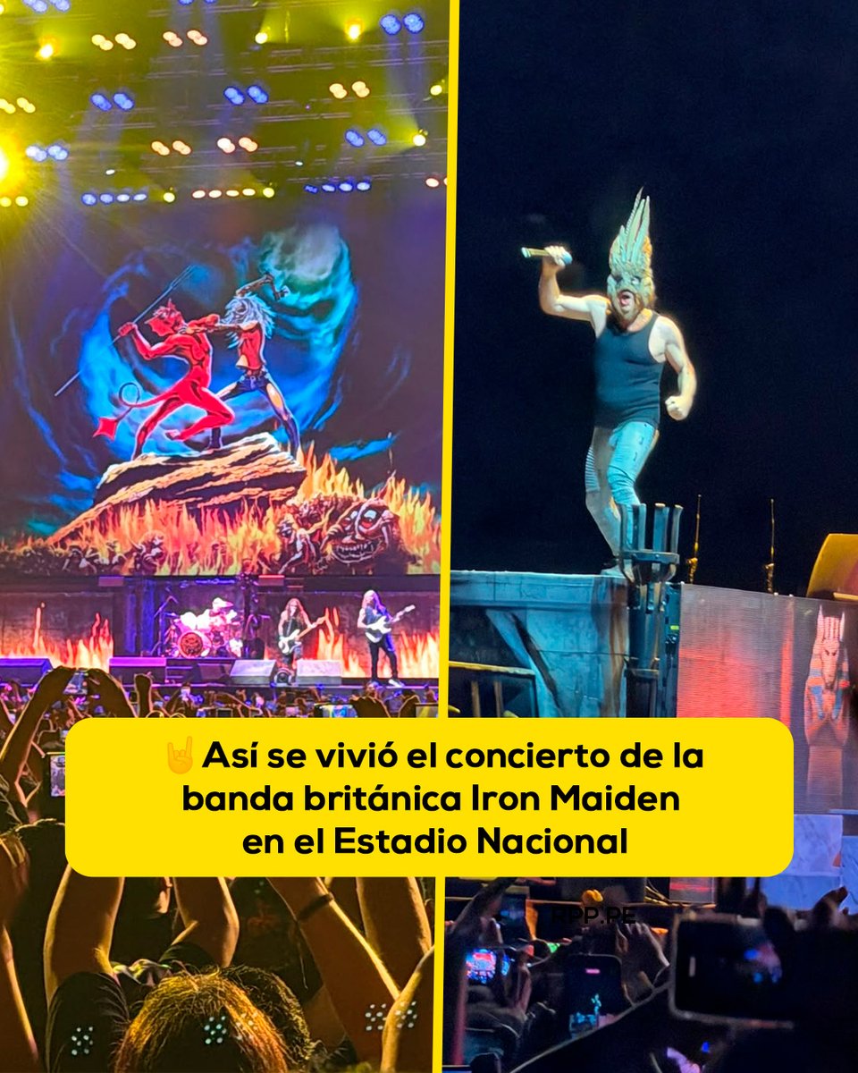RPPNoticias's tweet photo. 🤘🎸 Así se vivió el concierto de la banda británica Iron Maiden en el Estadio Nacional.
#IronMaiden #EstadioNacional

📹: PEDRO ACUÑA / RPP
📲 Más información en https://t.co/cslnEWTq0k https://t.co/o3z7yfJHEq