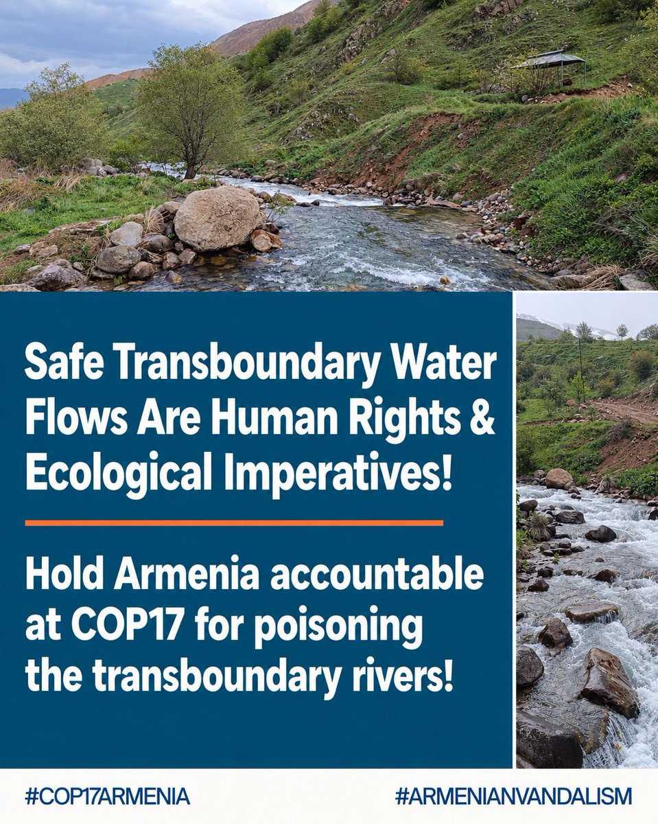 alirzaqil01's tweet photo. Safe Transboundary Water Flows Are Human Rights & Ecological Imperatives! Hold #Armenia accountable at #COP17 for poisoning the transboundary rivers! #BiodiversityAction #COP17Armenia #COP17hypocrisy https://t.co/ChAQlVb1gM