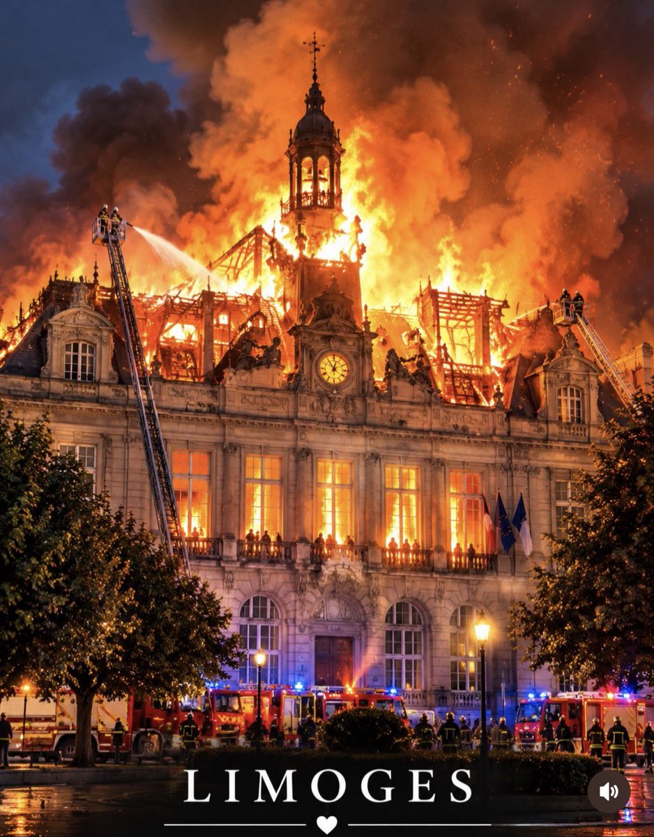 GuiSimonin's tweet photo. Je vis à Limoges et aujourd’hui on se réveille tous avec une énorme gueule de bois sans bien comprendre ce qui vient de se passer.

Ce bâtiment c’est la mairie de Limoges.
143 ans d’histoire.
Des œuvres d’art.

Et forcément des milliers de souvenirs pour tous les limougeauds. 

Un bâtiment qui a résisté aux 2 guerres mondiales… 

Et il est tombé aujourd’hui face a une minorité de casseurs décérébrés qui ont semé le chaos dans la ville.

Tout en exultant leur joie avec une impunité déconcertante. 

C’est plus qu’une image.
C’est un symbole d’une France qui se fracture.

Parce qu’en plus de ces images choquantes
Ce sont des magasins pillés
Des voitures brûlées 
Des entreprises qui vont fermer
Des salariés qui vont pointer aux chômages 
Et des coûts monstrueux pour tout remettre en état alors que la France fait face à la plus grande crise budgétaire de ce siècle.

Ceux qui cassent vont ils réparer ?
Vont ils payer la note qui va se chiffrer en centaines de millions dans toute la France ?
Vont ils être tout simplement être punis ?

L’avenir est sombre pour la France…