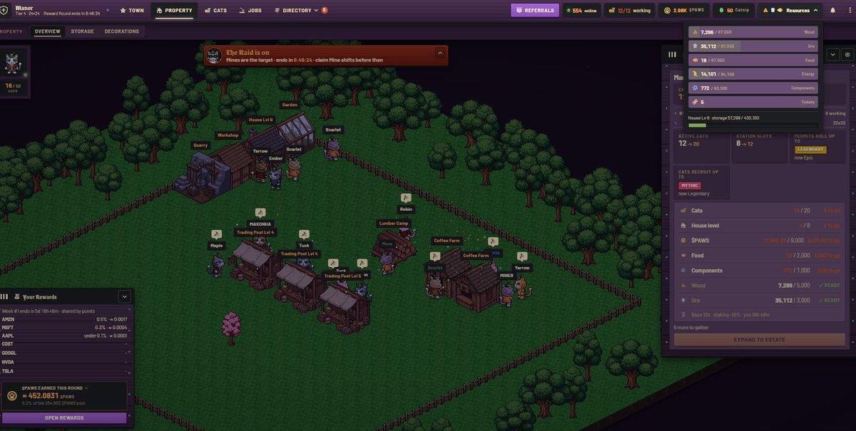 dadaazer0's tweet photo. Wow! 
Loving the new purple UI update in @pawsofsherwood! 💜 Must be the devs' favorite color 🤣

The new purple UI theme looks clean! 💜

Anyways, My Mine station is currently under raid, but thankfully I stocked up on resources for upgrades &amp; work tasks! 🐾🔥 https://t.co/7bMBXuhjUb