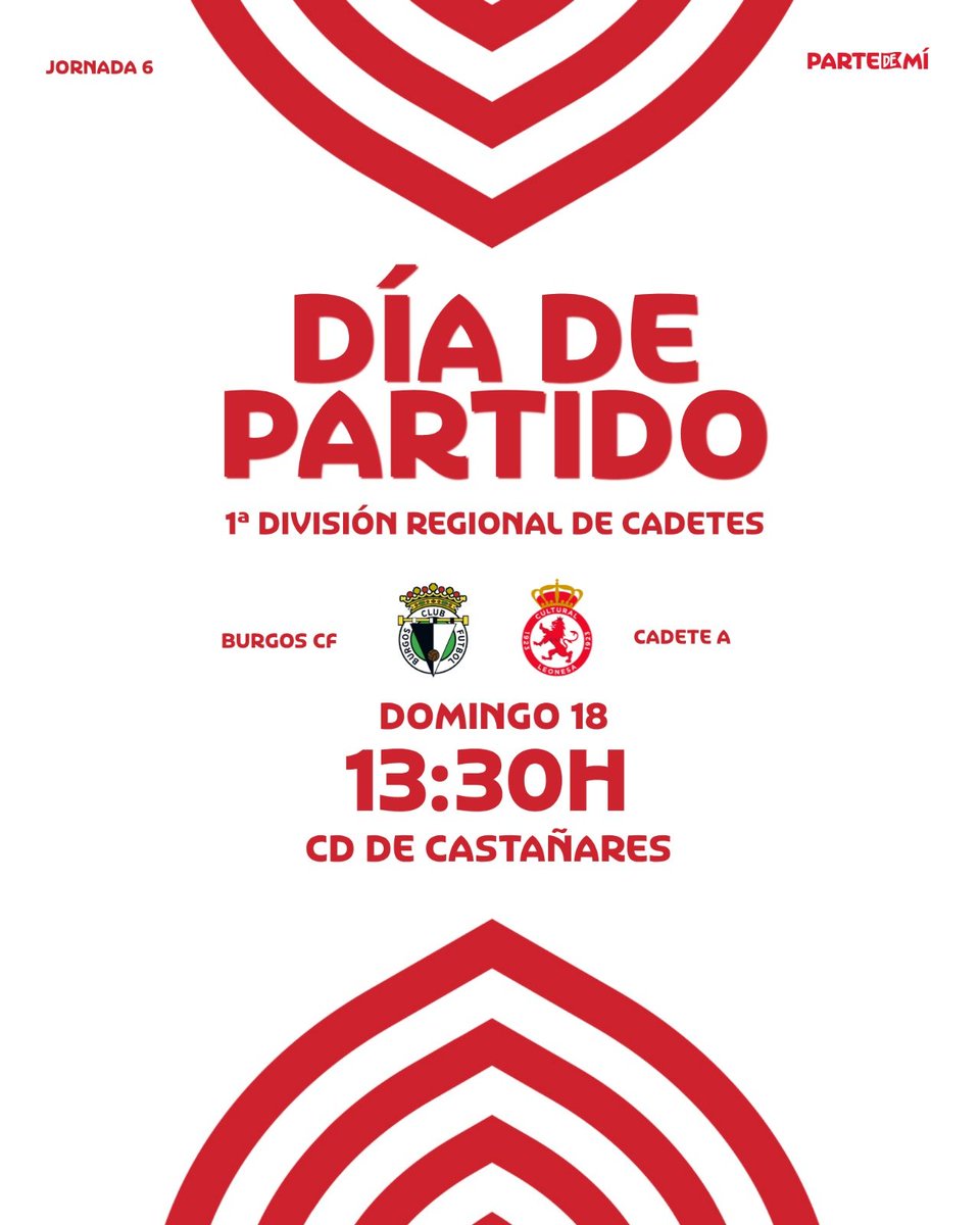 CultuAcademia's tweet photo. #CyDLCA Cadete A
🏆 Primera División Cadete Regional
⚽ Jornada 6
🆚 @LaFactoriaBCF CA
🕢 13:30
🏟️ Ciudad Deportiva de Castañares (Castañares - Burgos) https://t.co/DtNplOxtmc
